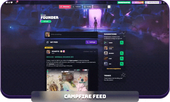 Minimal Campfire: Feed